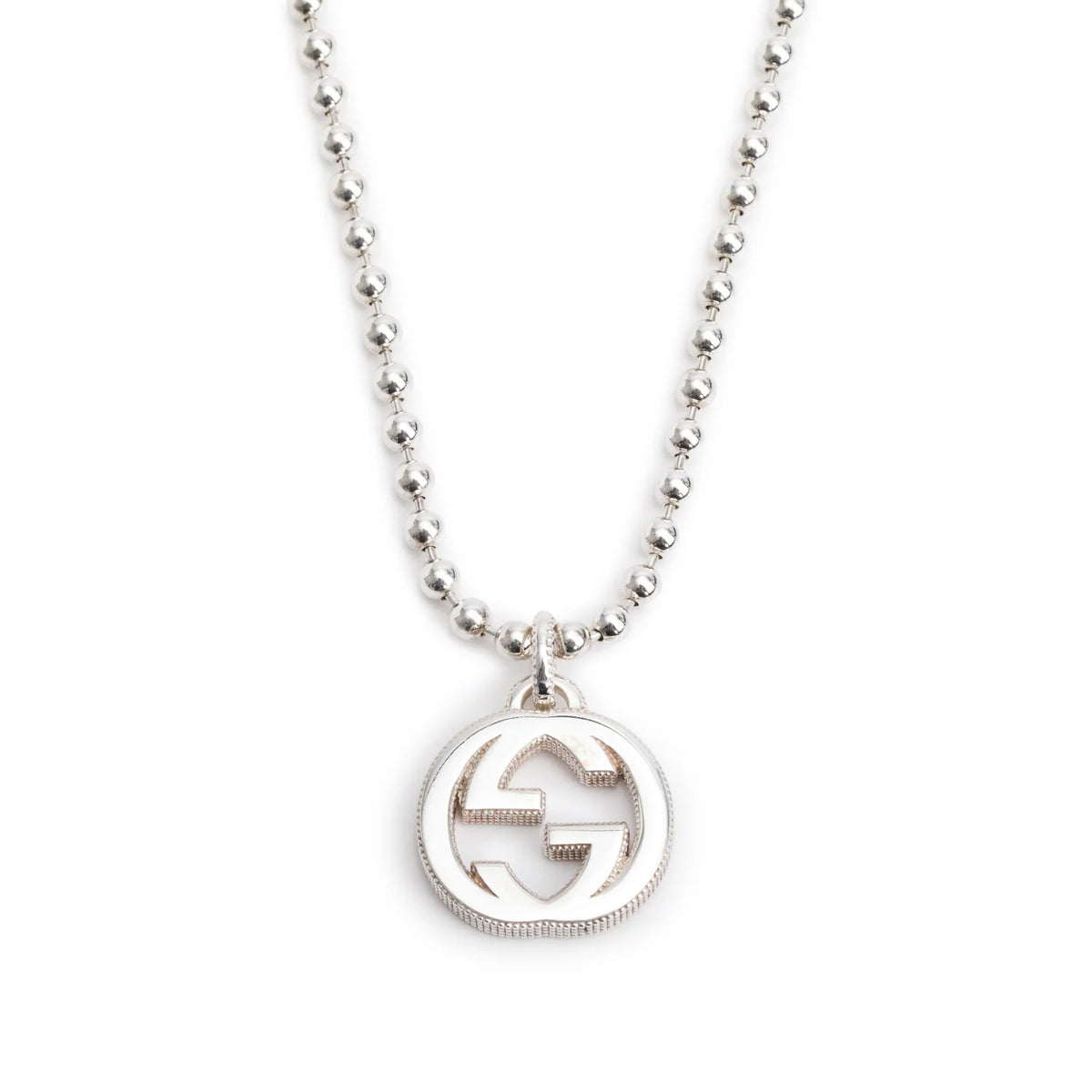 (OSFA) Gucci Sterling Silver Interlocking G Pendant Necklace