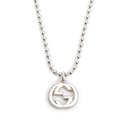 (OSFA) Gucci Sterling Silver Interlocking G Pendant Necklace