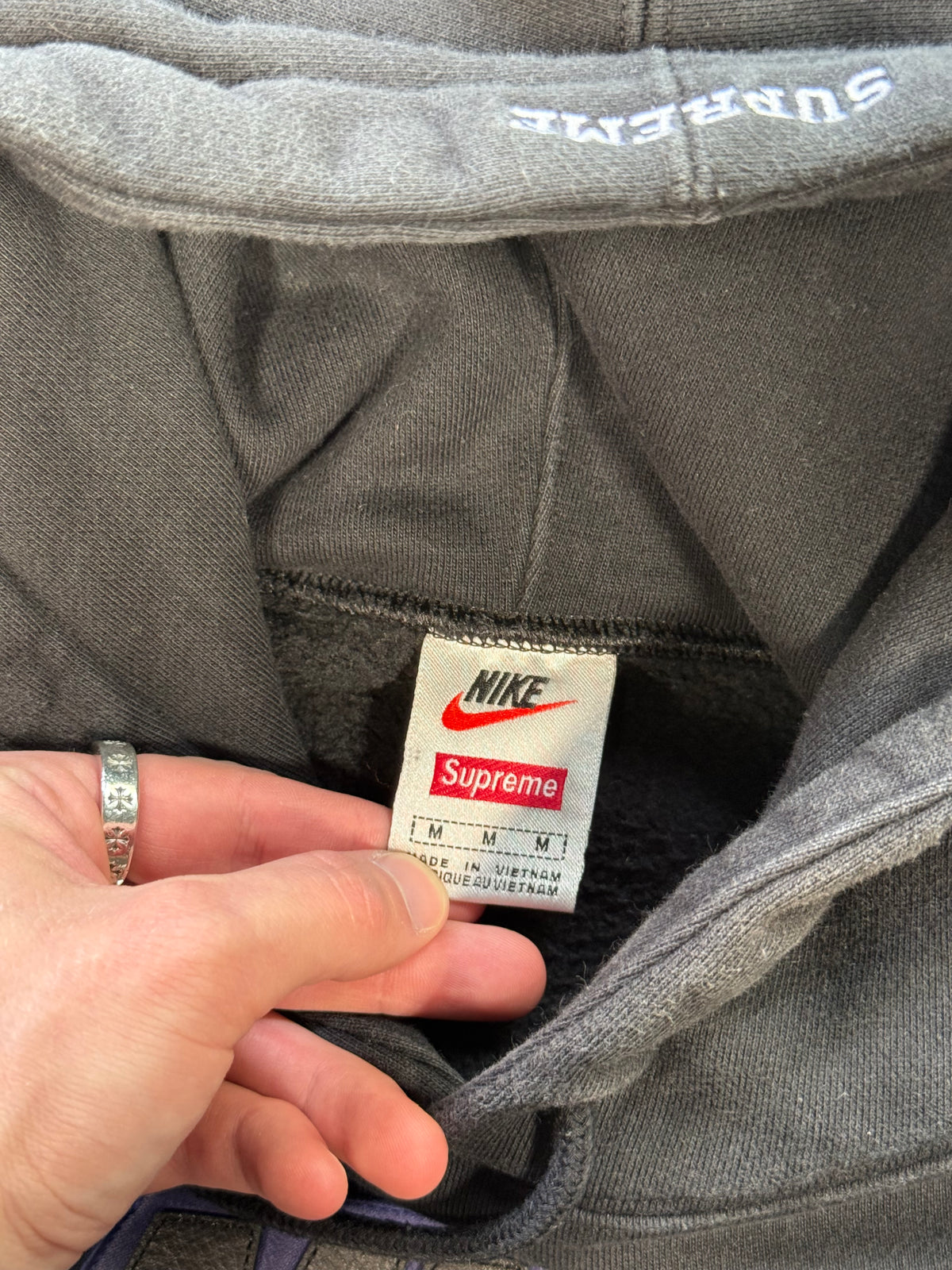 (M) Nike x Supreme Applique Black Hoodie