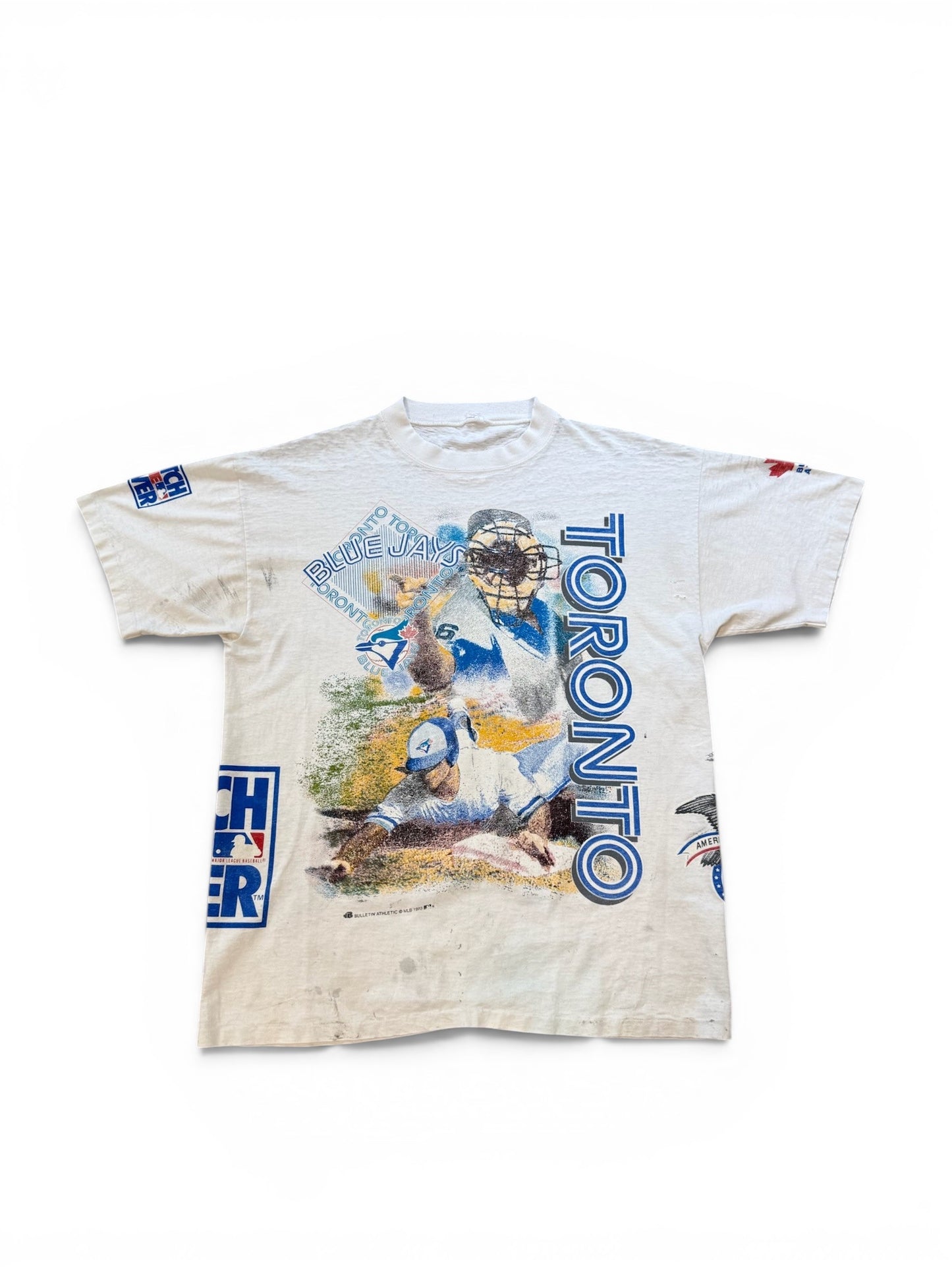 (XL) 1993 Toronto Blue Jays Bulletin Athletic All Over Print Shirt