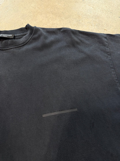 (M) Balenciaga Taped Logo Black Tee