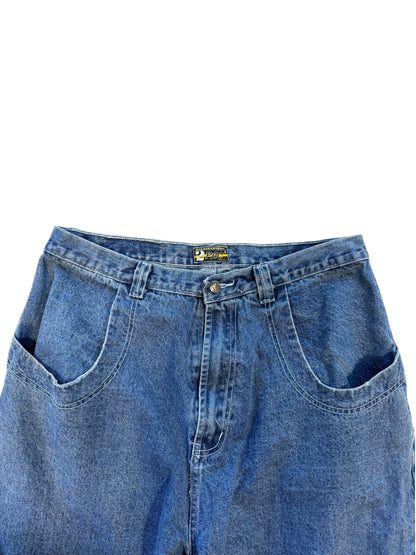 (34) Vintage Baggy Tupac Embroidered Denim Pants