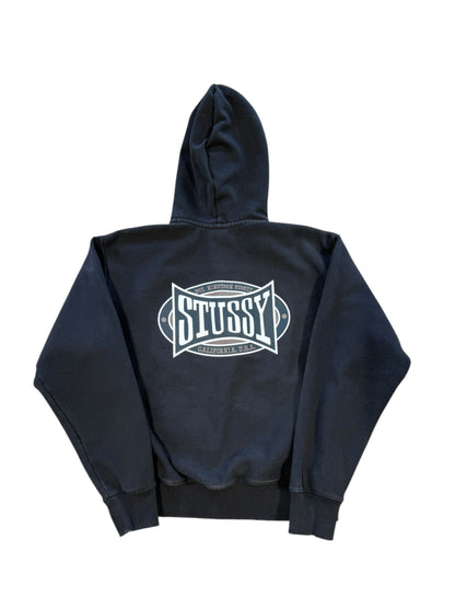 (M) Stussy Oval Logo Zip Up Black Hoodie