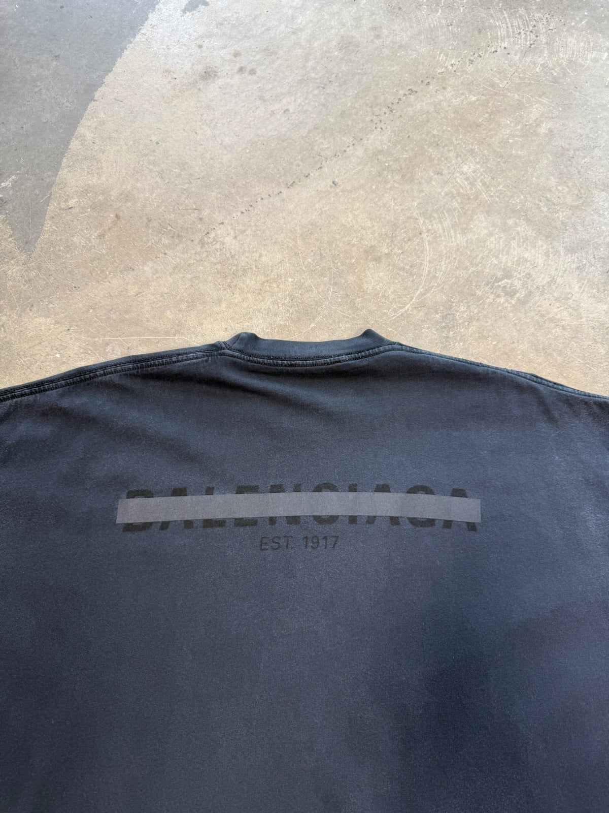 (M) Balenciaga Taped Logo Black Tee