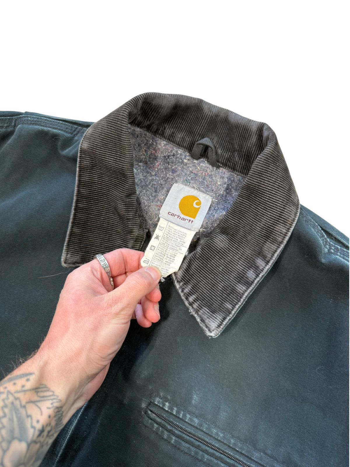 (XL) Vintage Black Carhartt Faded Detroit Jacket