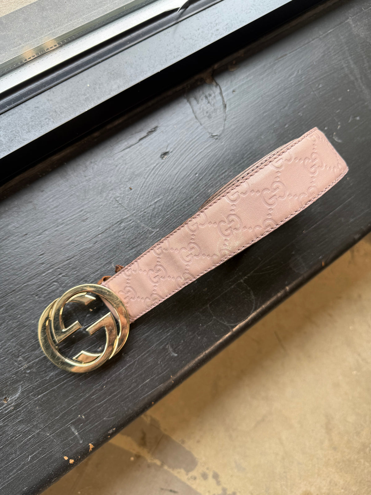 (34W) Gucci Pink Guccissima Leather Belt