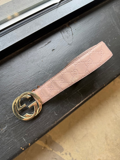 (34W) Gucci Pink Guccissima Leather Belt
