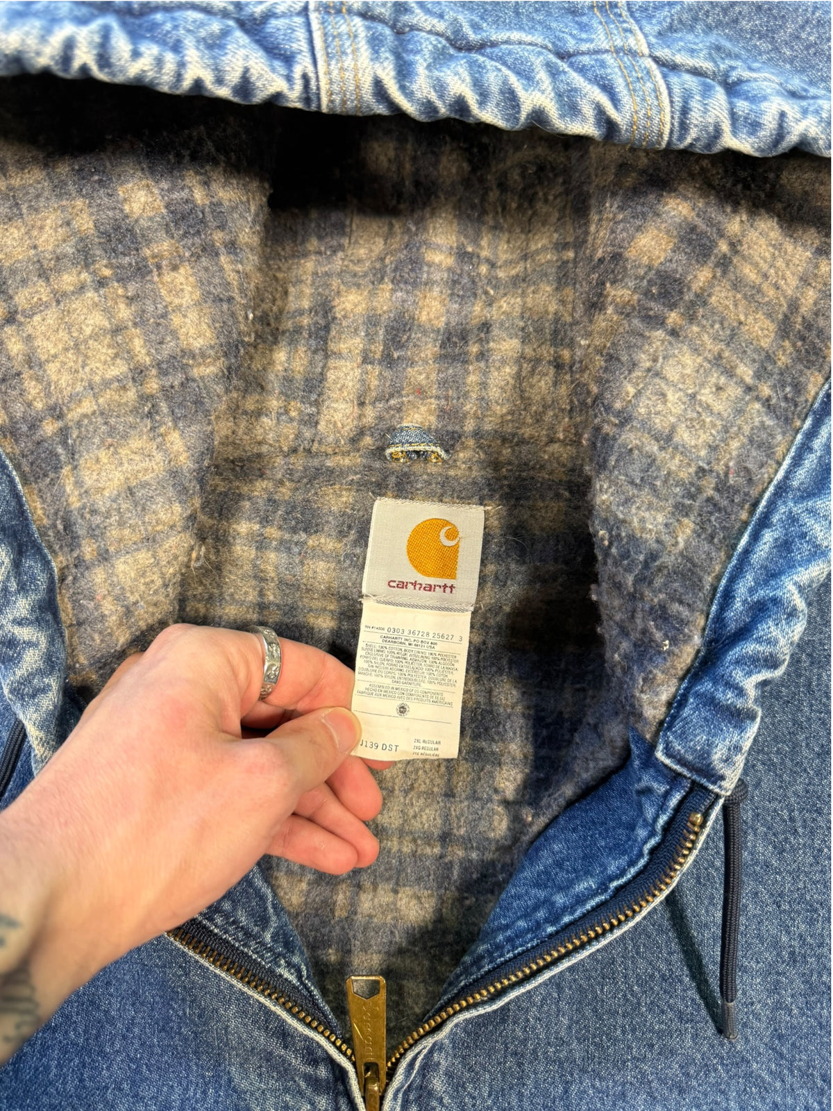 (XXL) Vintage Carhartt Denim Hooded Jacket