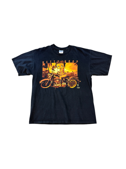 (XL) Vintage Betty Boop Biker Tee Black