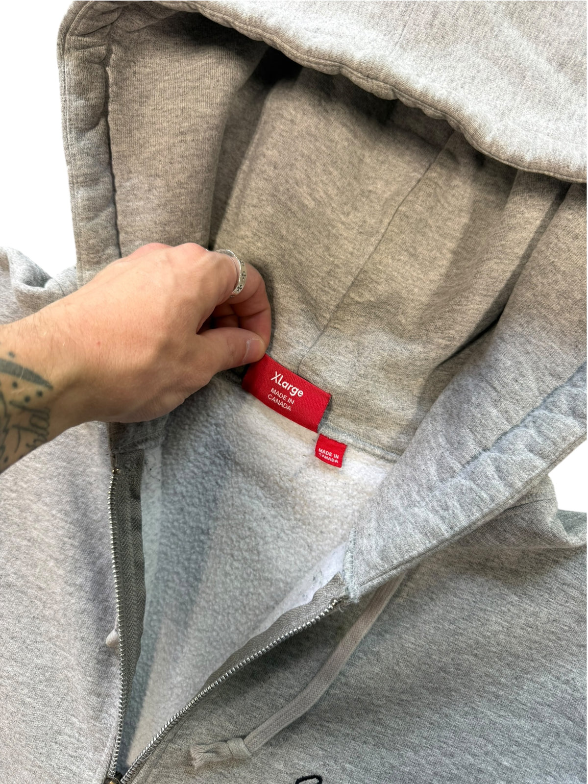(XL) Supreme Zip Up Script Logo Hoodie