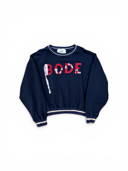 (XL) Bode New York Distressed Cropped Crewneck