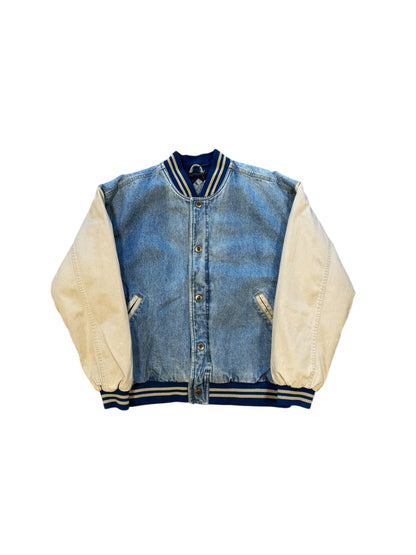 90s Route 66 Denim Varsity Jacket Sz M