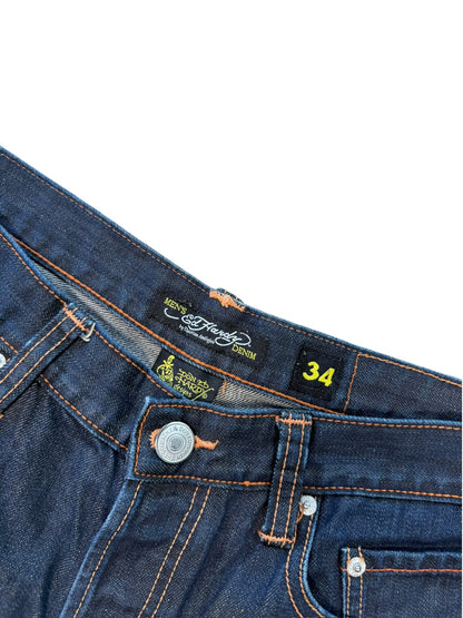 (34) Vintage Ed Hardy Big Skull Embroidered Jeans