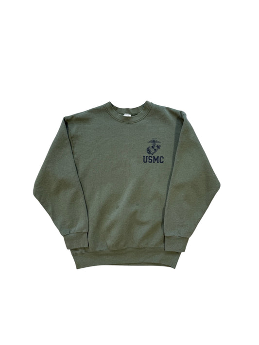 (M) 90s USMC Moss Green Crewneck