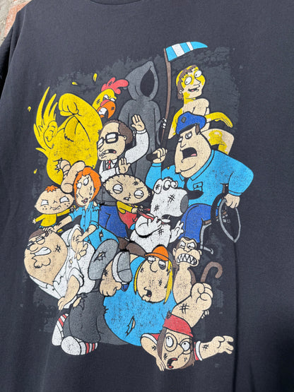 (XXL) 00s Family Guy Fighting Faded T-Shirt