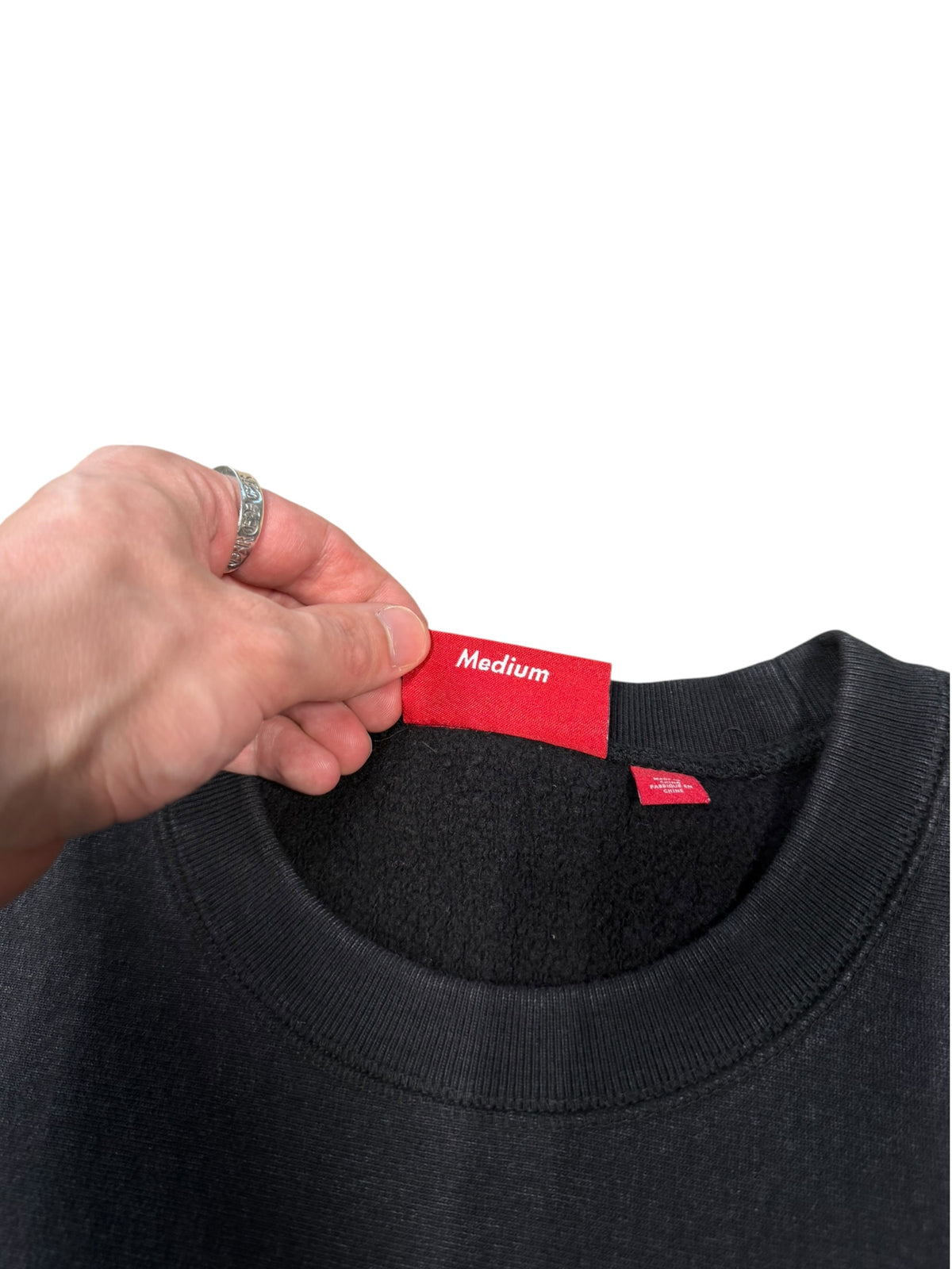 (M) Supreme Washed Box Logo Black Crewneck