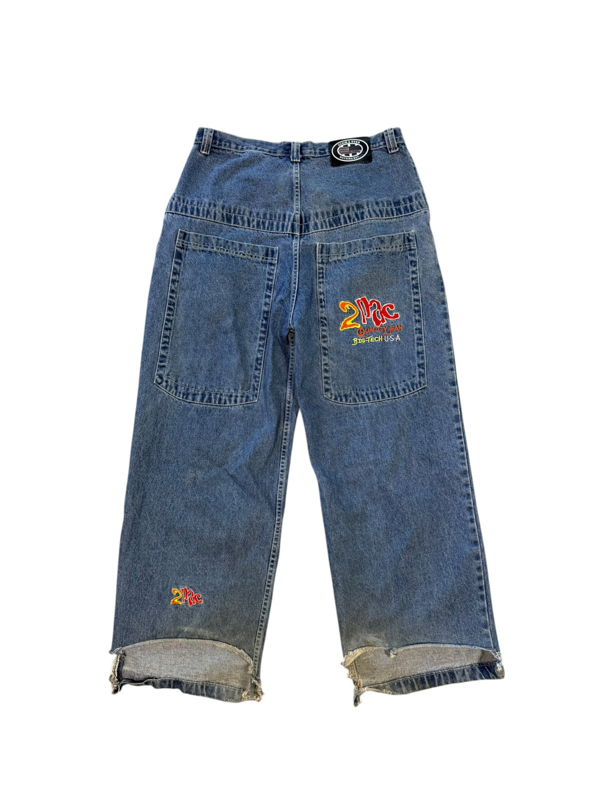 (34) Vintage Baggy Tupac Embroidered Denim Pants