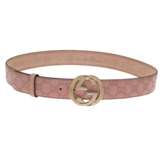 (34W) Gucci Pink Guccissima Leather Belt