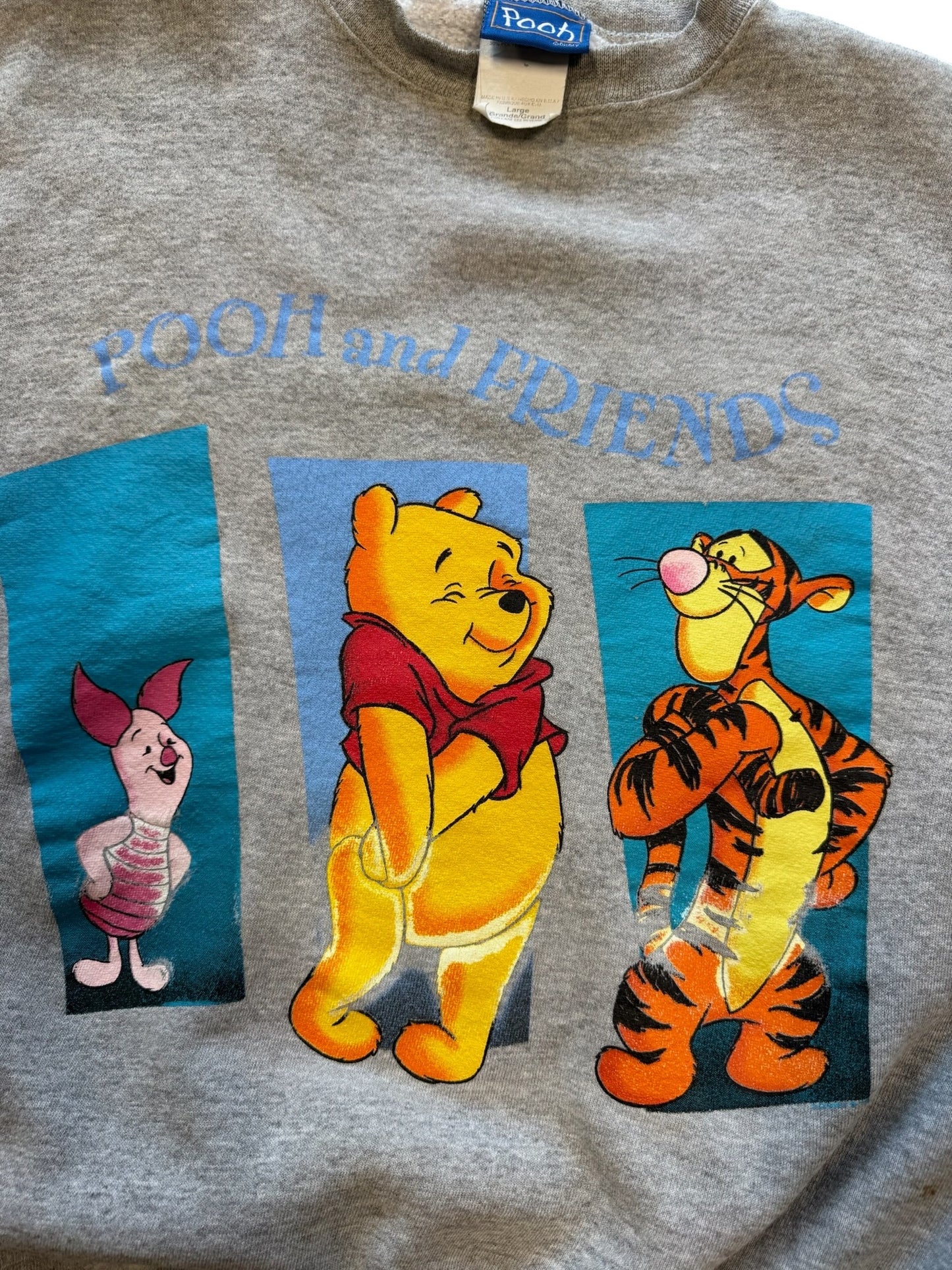 (L) 90s Pooh & Freinds Grey Crew
