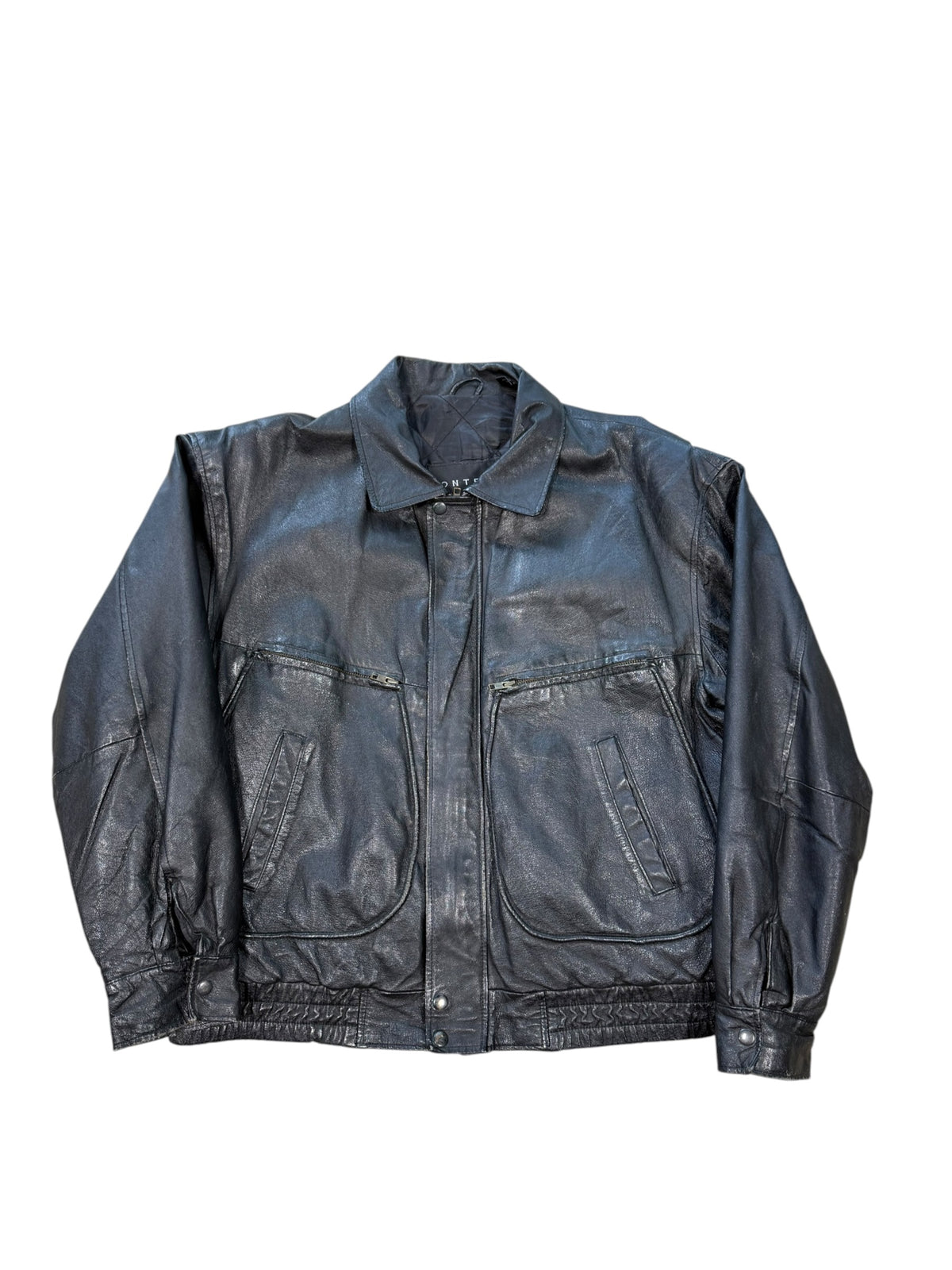 (XL) Vintage Context Leather Zip Jacket