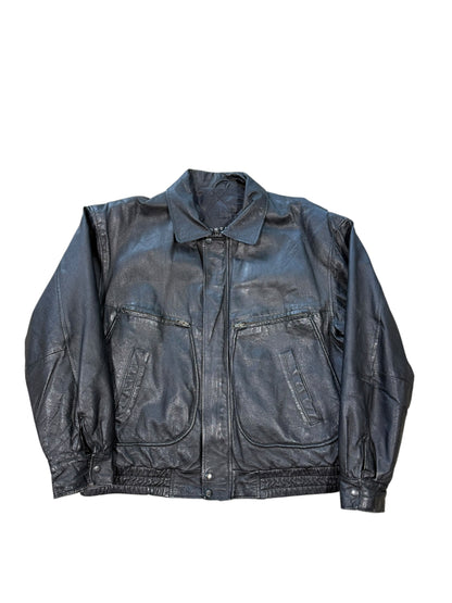 (XL) Vintage Context Leather Zip Jacket