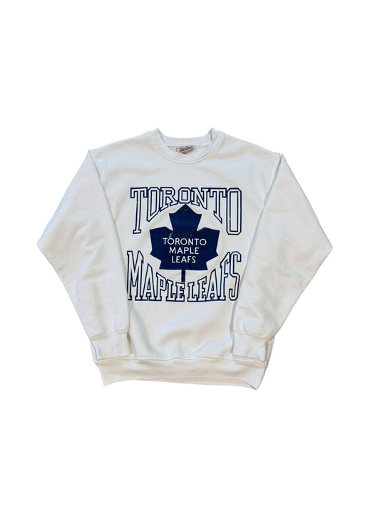 (L) Vintage 1990s Toronto Maple Leafs White Crewneck Sweater