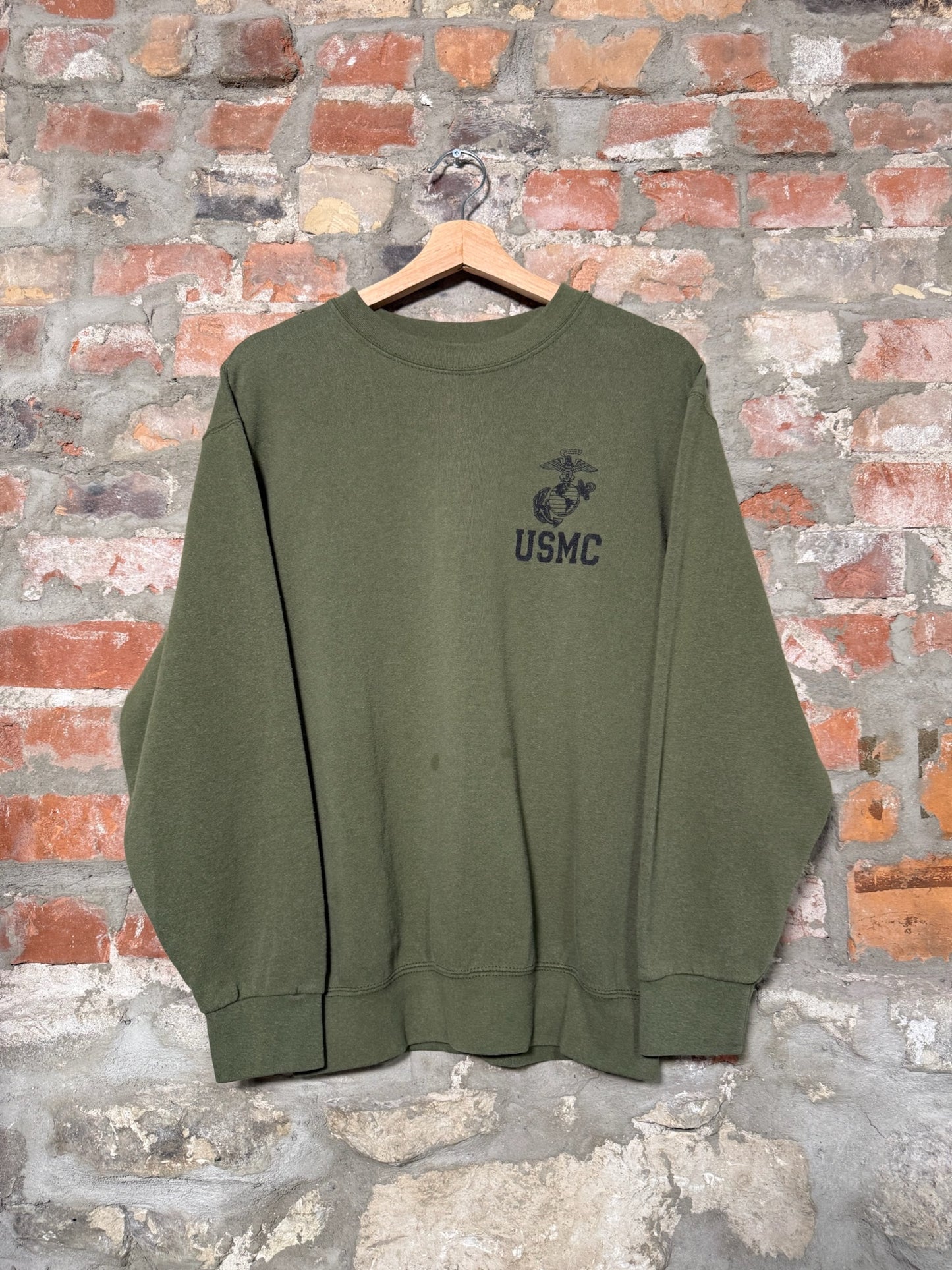 (M) 90s USMC Moss Green Crewneck