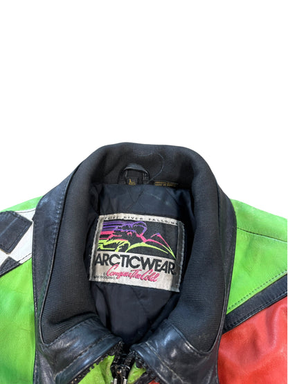 (L) 90’s Arctic Cat Full Leather Zip Jacket