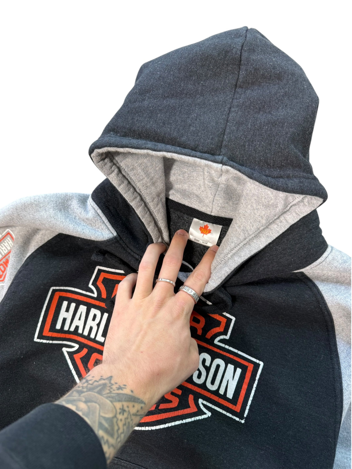 (M) Vintage Harley Davidson Flames Hoodie
