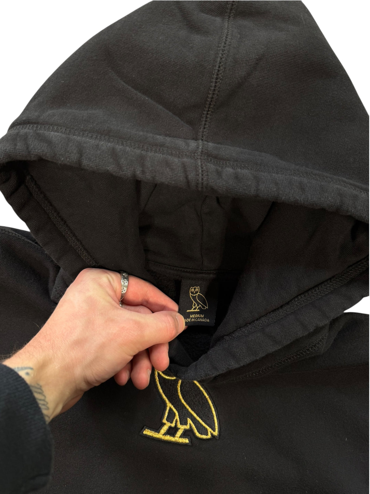 (S) Octobers Very Own Black Owl Logo Hoodie