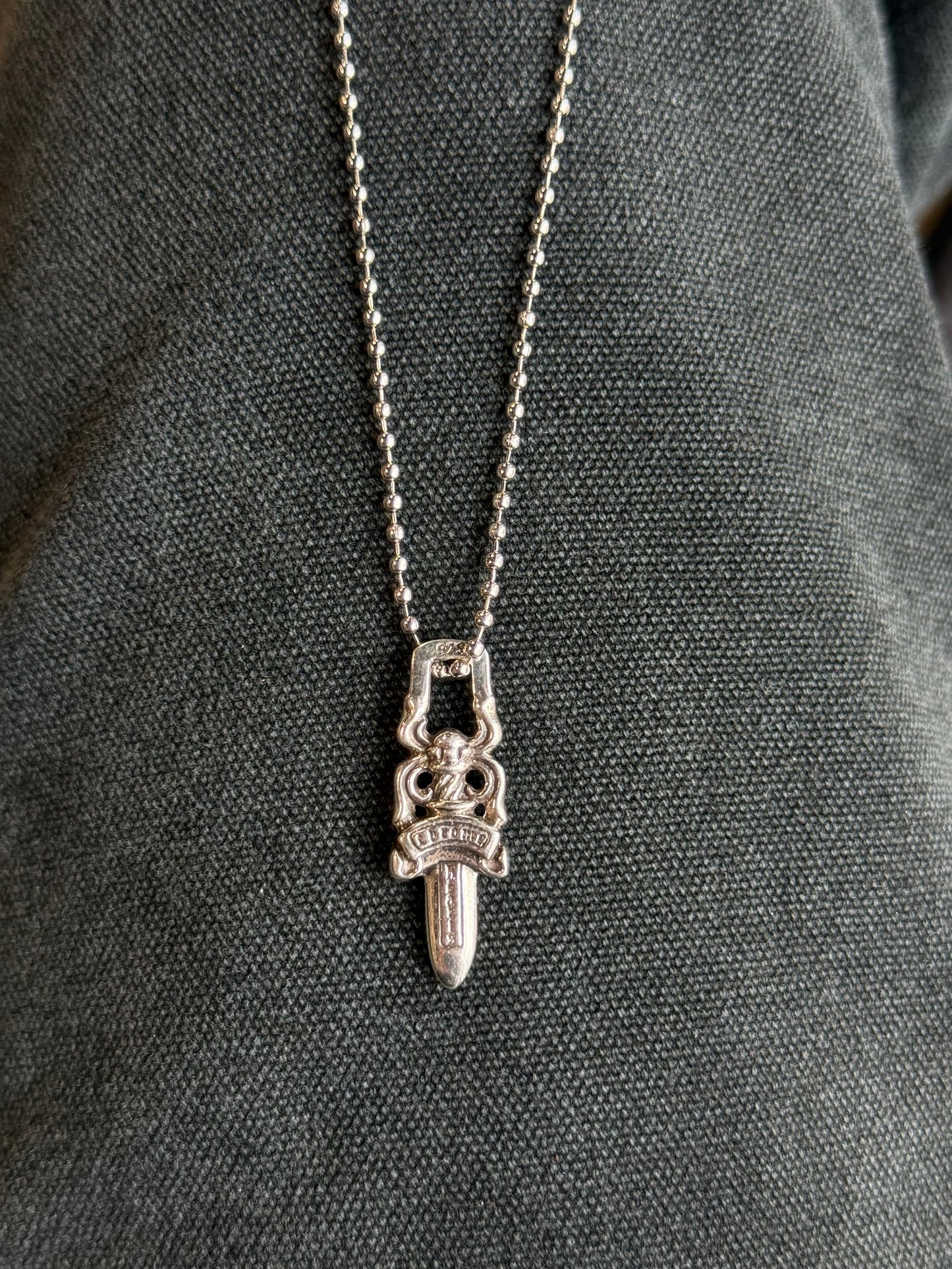 (22 inch) Chrome Hearts Dagger Pendant W Chain