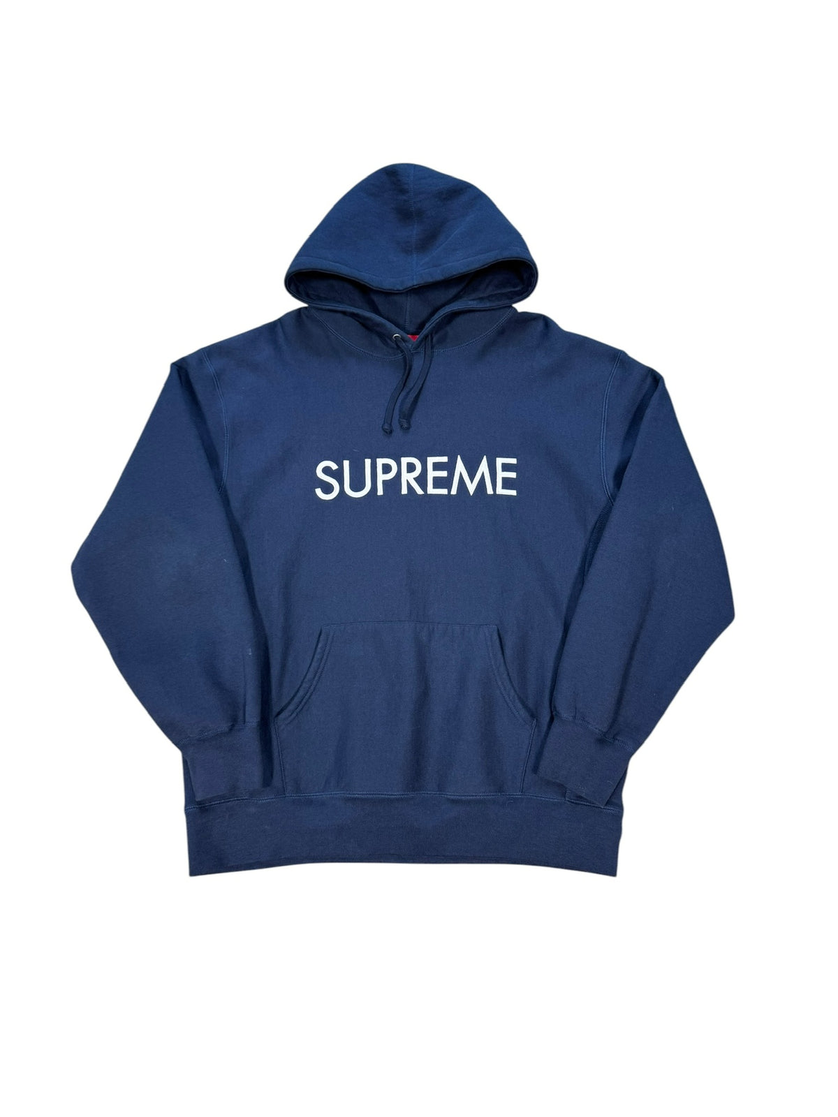 (XL) Supreme Navy Spell Out Hoodie