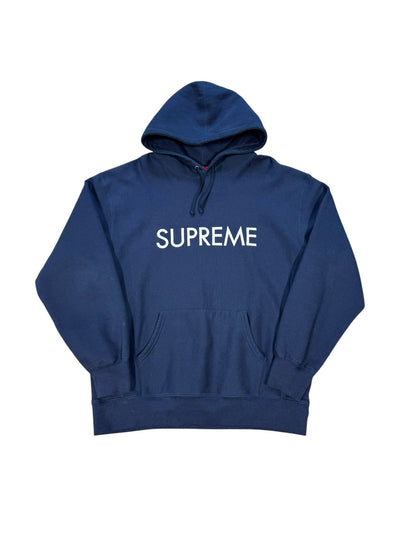 (XL) Supreme Navy Spell Out Hoodie