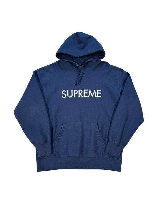 (XL) Supreme Navy Spell Out Hoodie