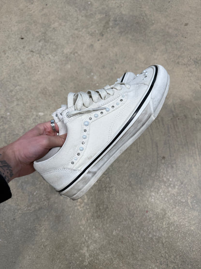 (8) Pearlized Vans LX White Old School 36 Used