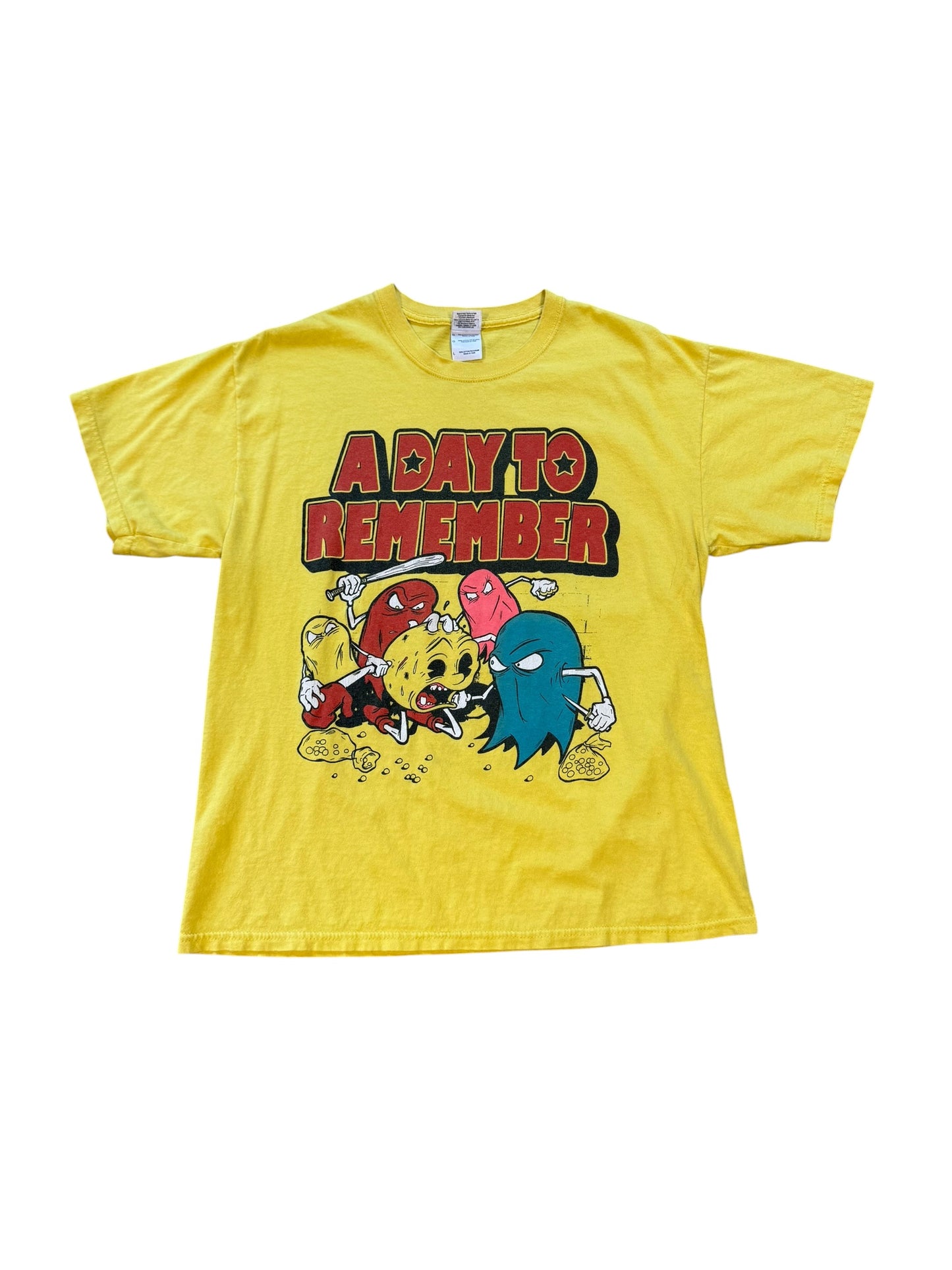 (L) Vintage Y2K A Day To Remember Pac-man Parody Band Tshirt
