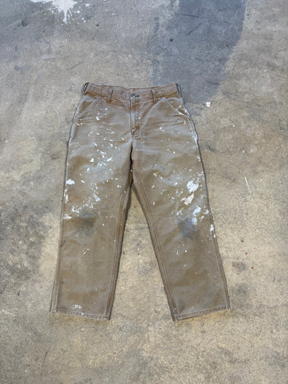 00s Carhartt Tan Paint Splatter Carpenter Pants Sz 34 Waist