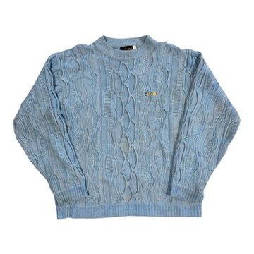 90s Coogi 3D Style Knit Sweater Blue Sz XL