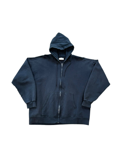 (XL) Vintage Hanes Blank Zip Up Hoodie Black