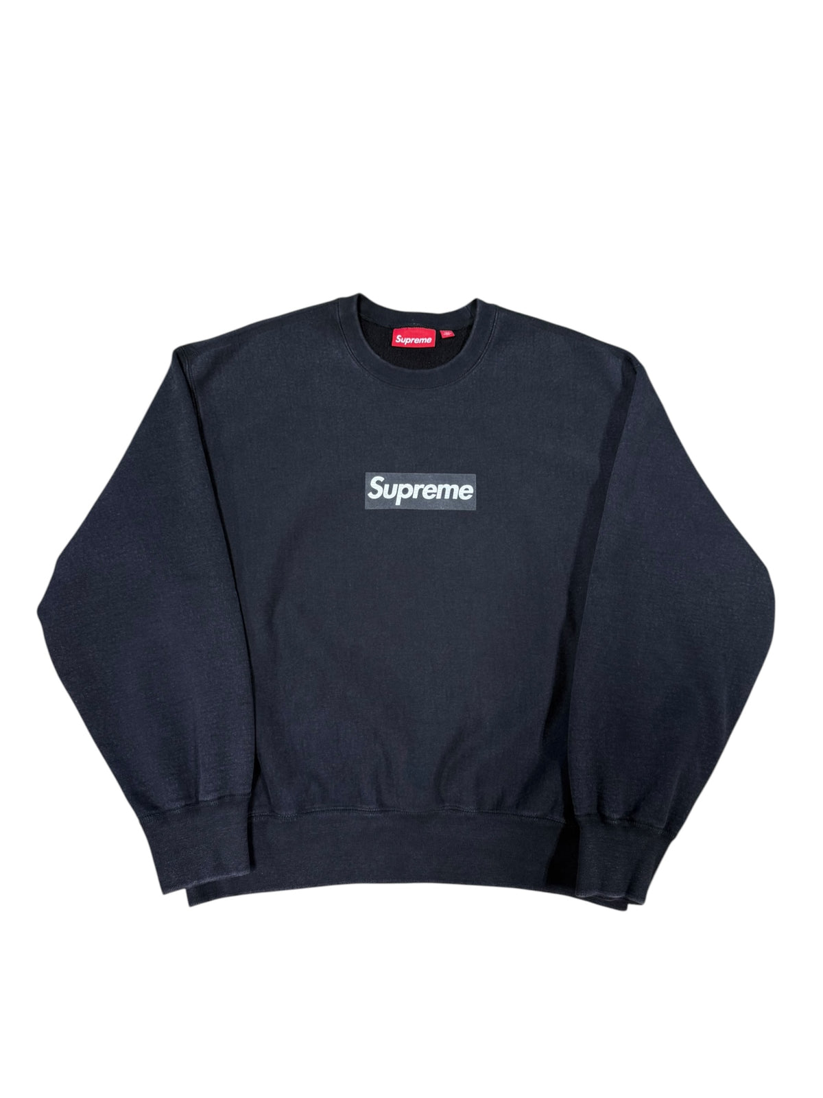 (M) Supreme Washed Box Logo Black Crewneck
