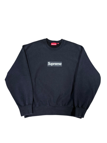 (M) Supreme Washed Box Logo Black Crewneck