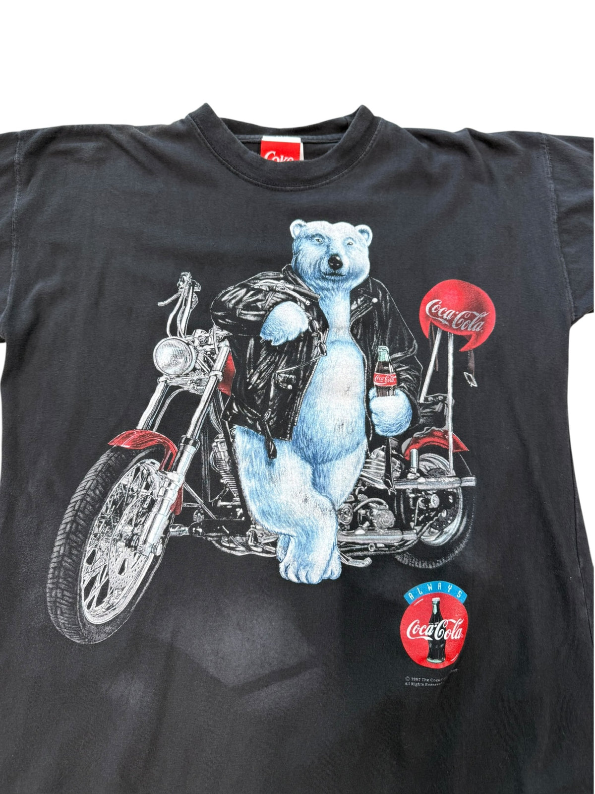(L) 1996 Coca Cola Motorbike Bear Shirt