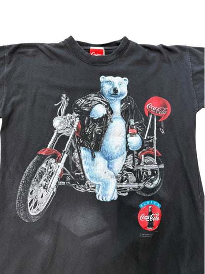 (L) 1996 Coca Cola Motorbike Bear Shirt