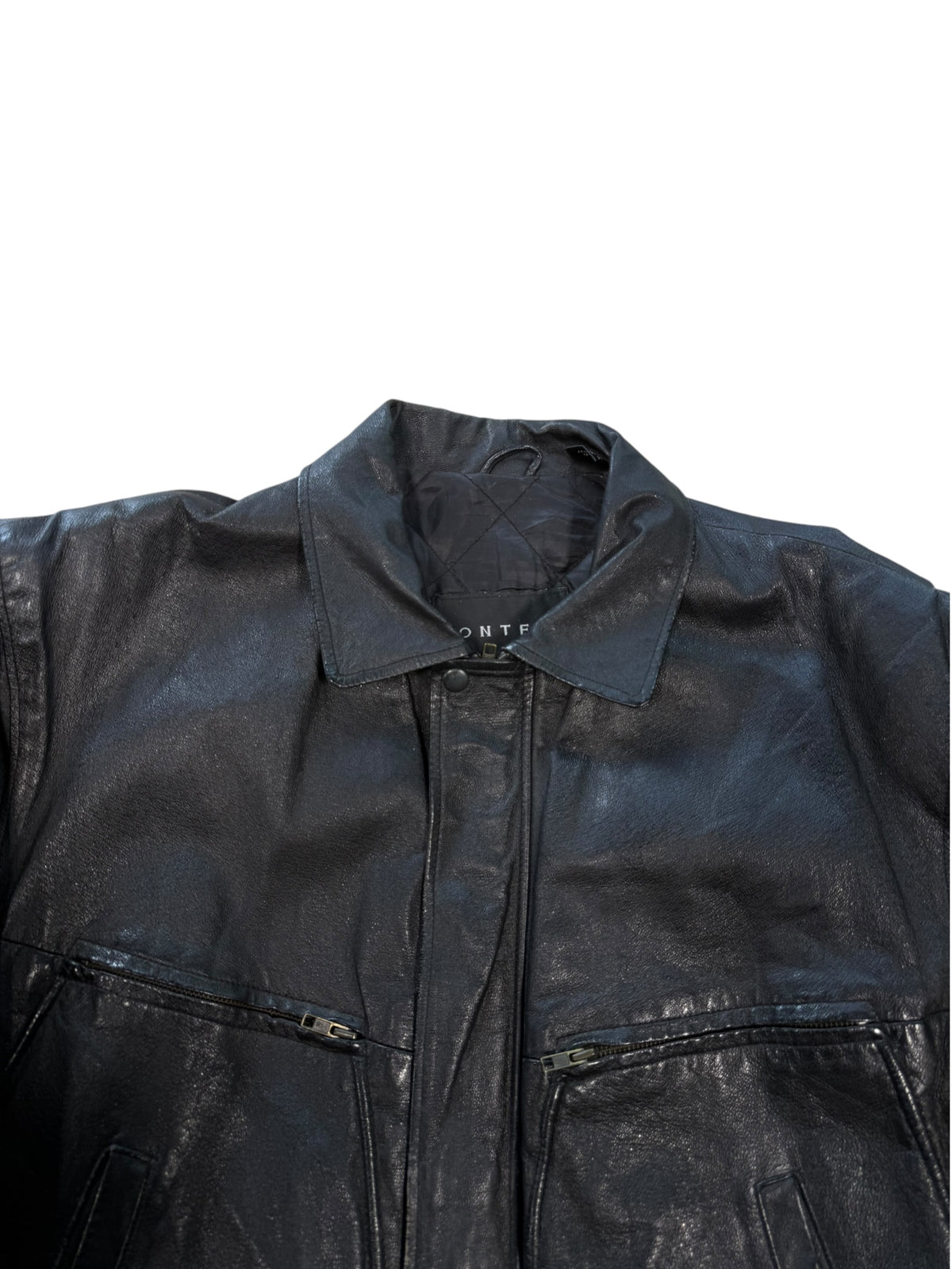 (XL) Vintage Context Leather Zip Jacket