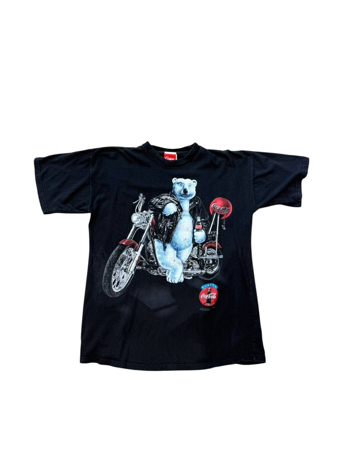(L) 1996 Coca Cola Motorbike Bear Shirt
