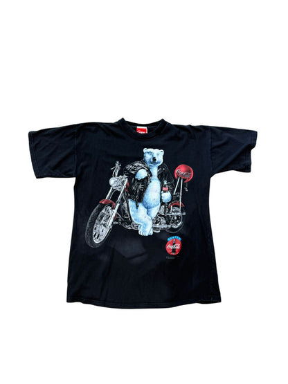 (L) 1996 Coca Cola Motorbike Bear Shirt