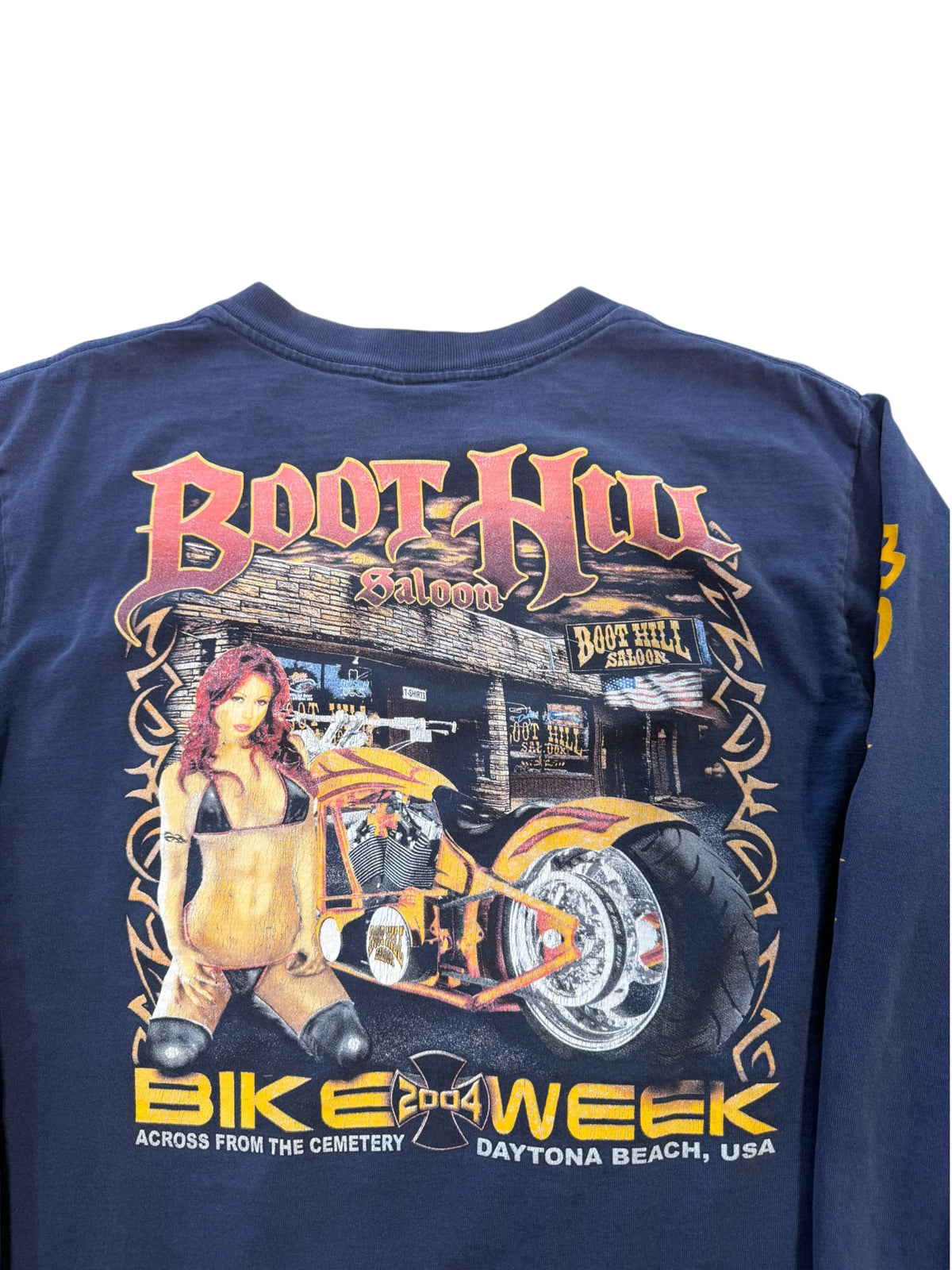 (M) 2004 Boot Hill Saloon Bike Week Navy Longsleeve