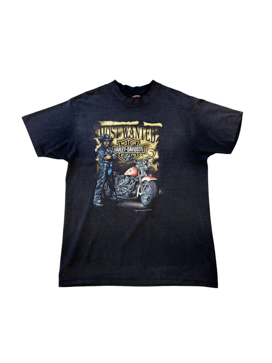 (XL) Vintage 1992 3D Emblem Harley Davidson Most Wanted T-Shirt