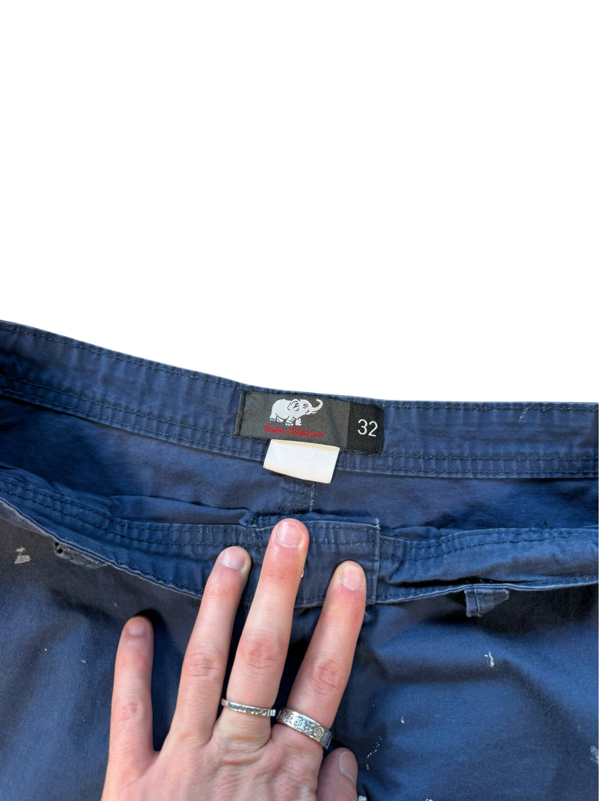 (32) Vintage Trashed Navy Cargo Shorts