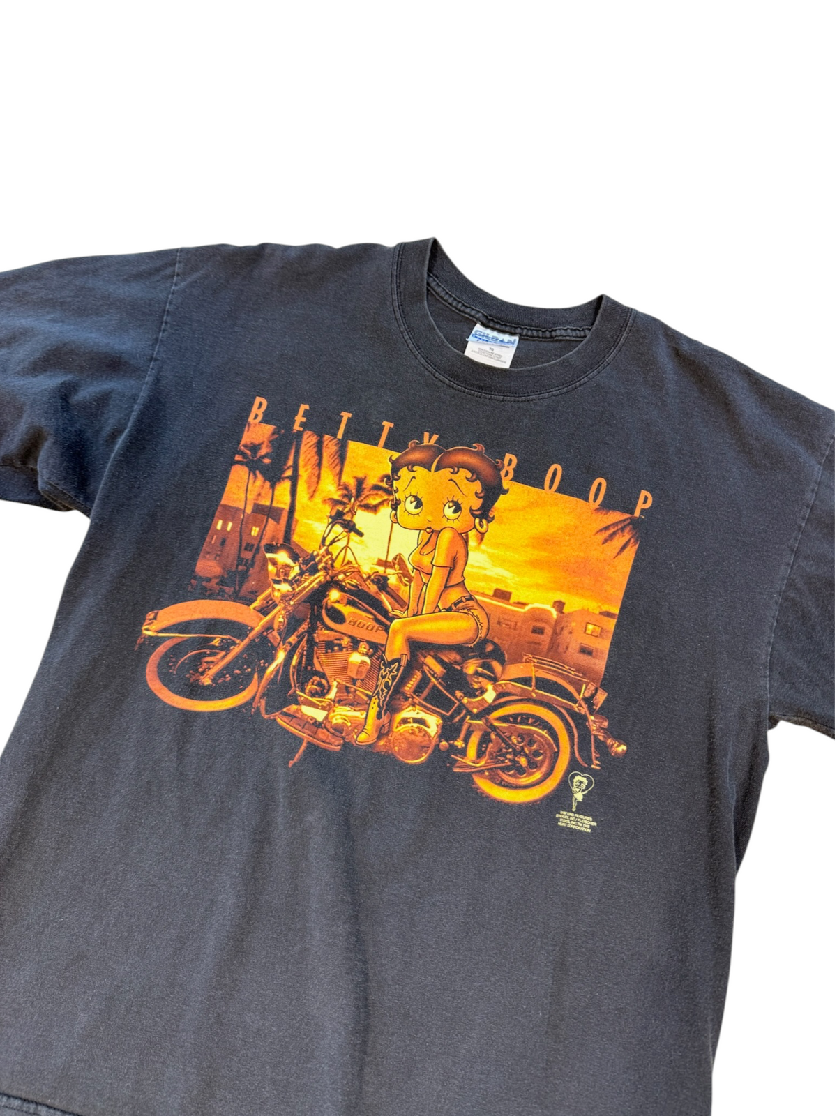 (XL) Vintage Betty Boop Biker Tee Black